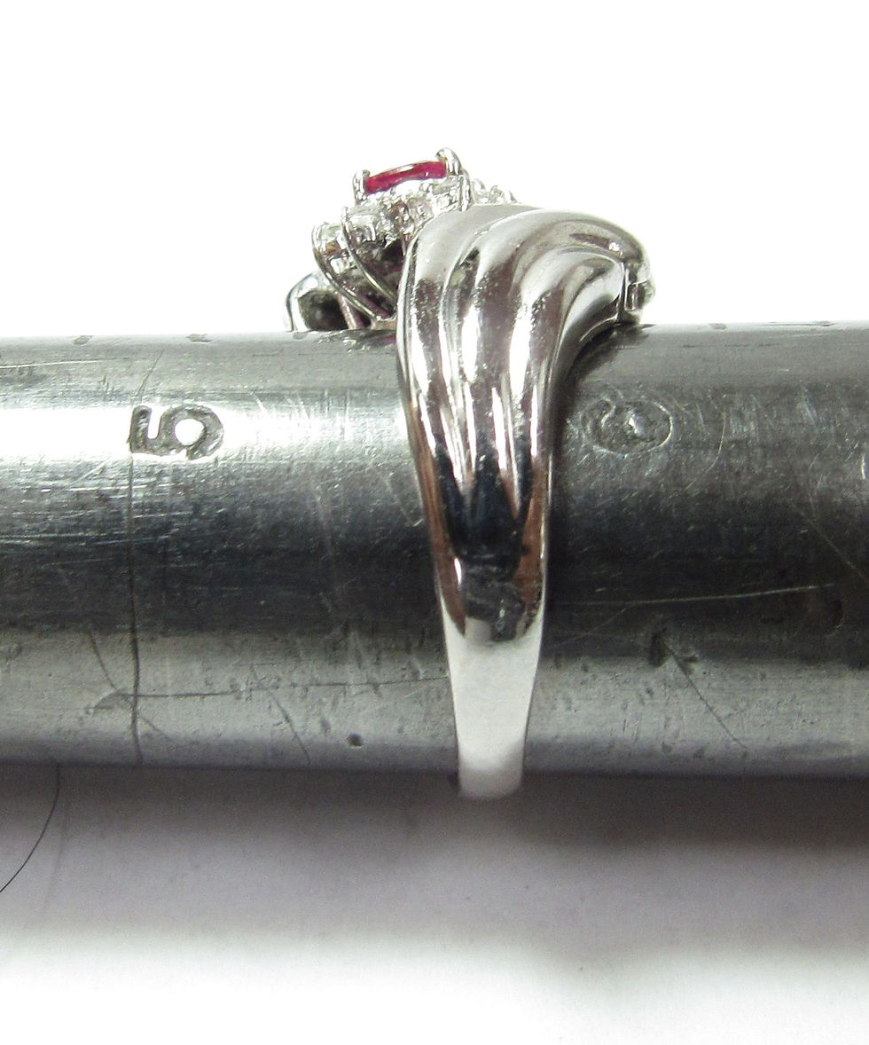Thumbnail: Solid PlatinumRing with Red Oval Natural Rubies and Diamonds
