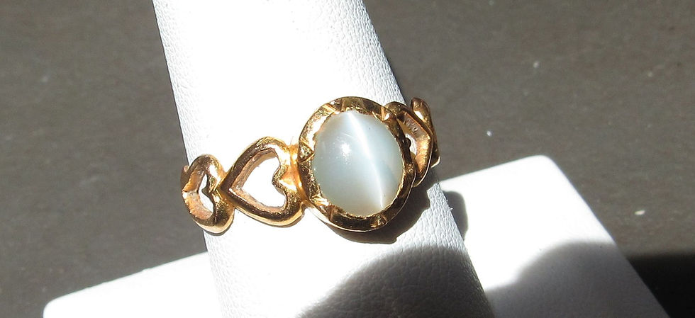 22k Gold Ring with Natural Chrysoberyl Cat's Eye