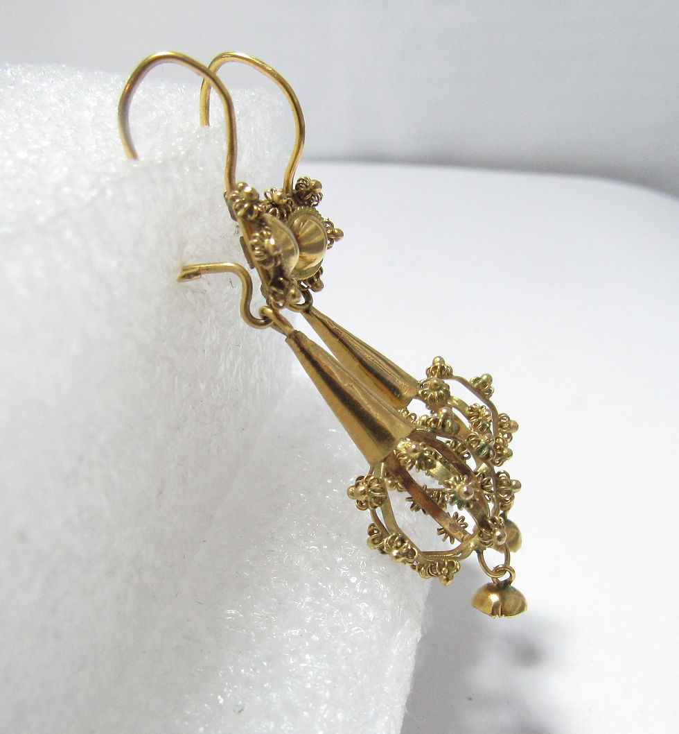 Thumbnail: SOLD/ Victorian 14k Gold Dangle Earrings for Pierced Ears