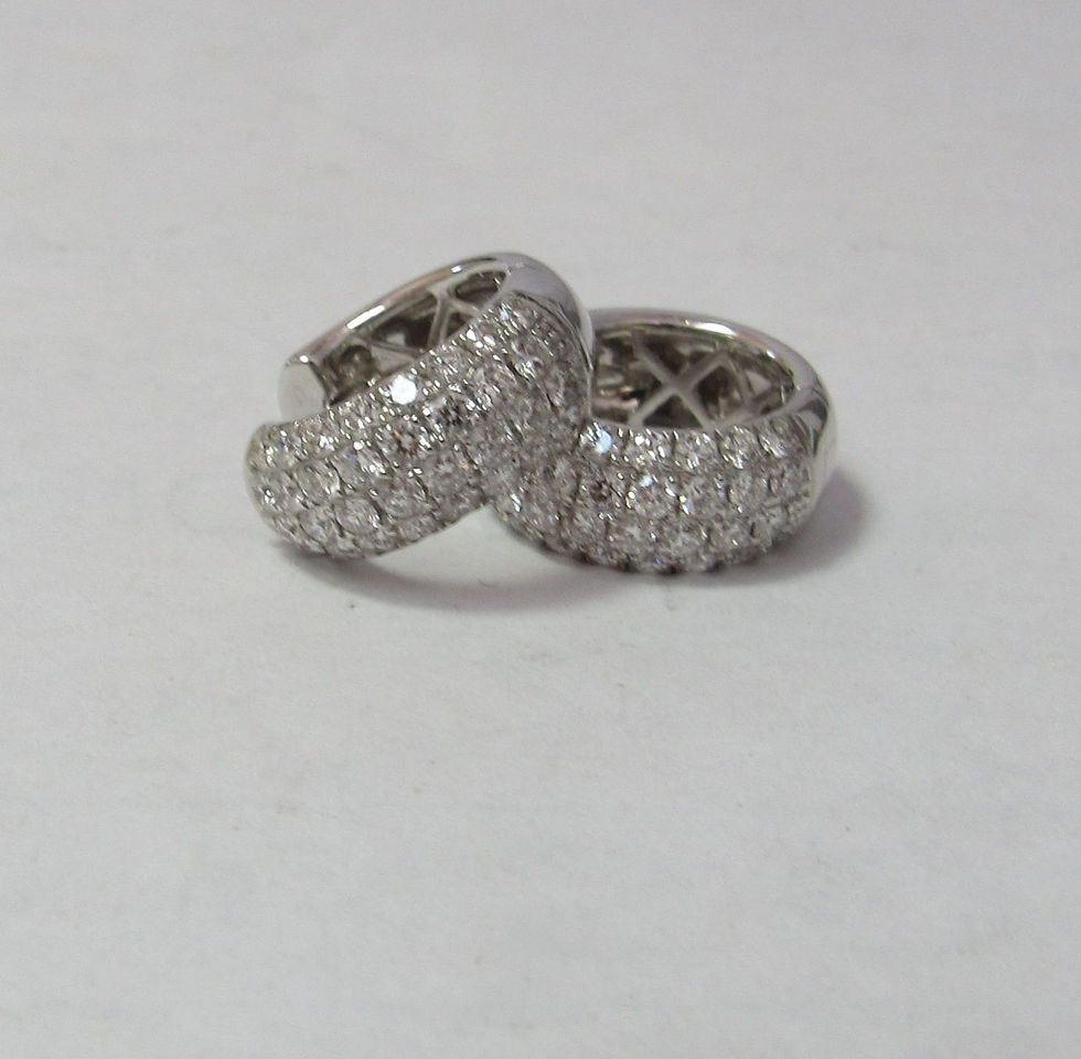 Thumbnail: SOLD / 18K Solid White GOLD Huggie Earrings with 1.50 CTS