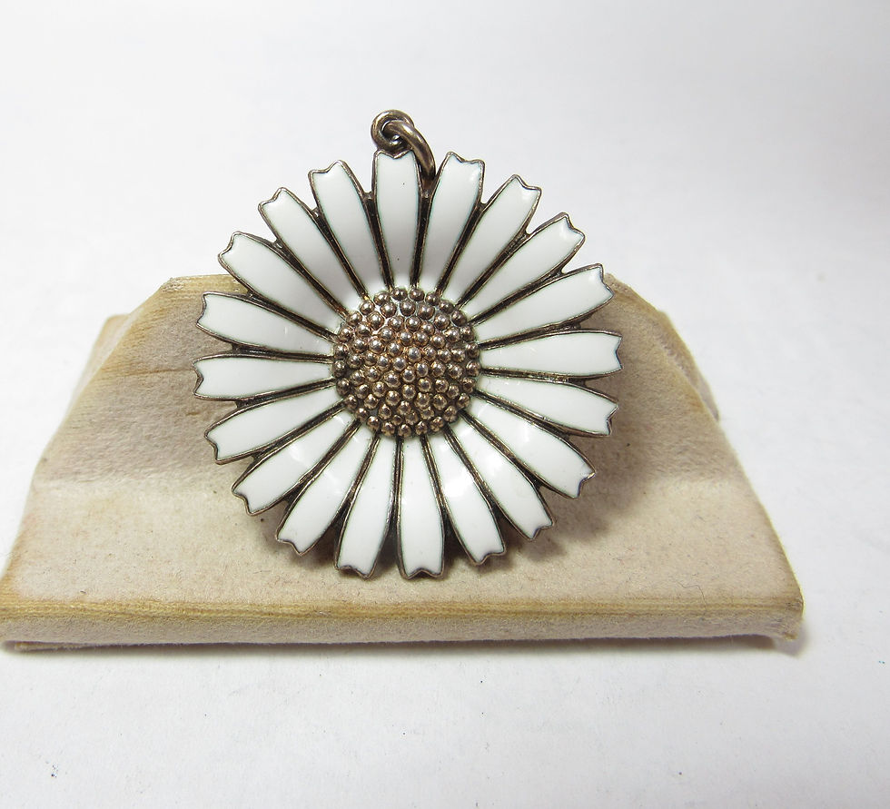 Denmark Enameled Sterling Silver Daisy Pendant by Anton Michelson