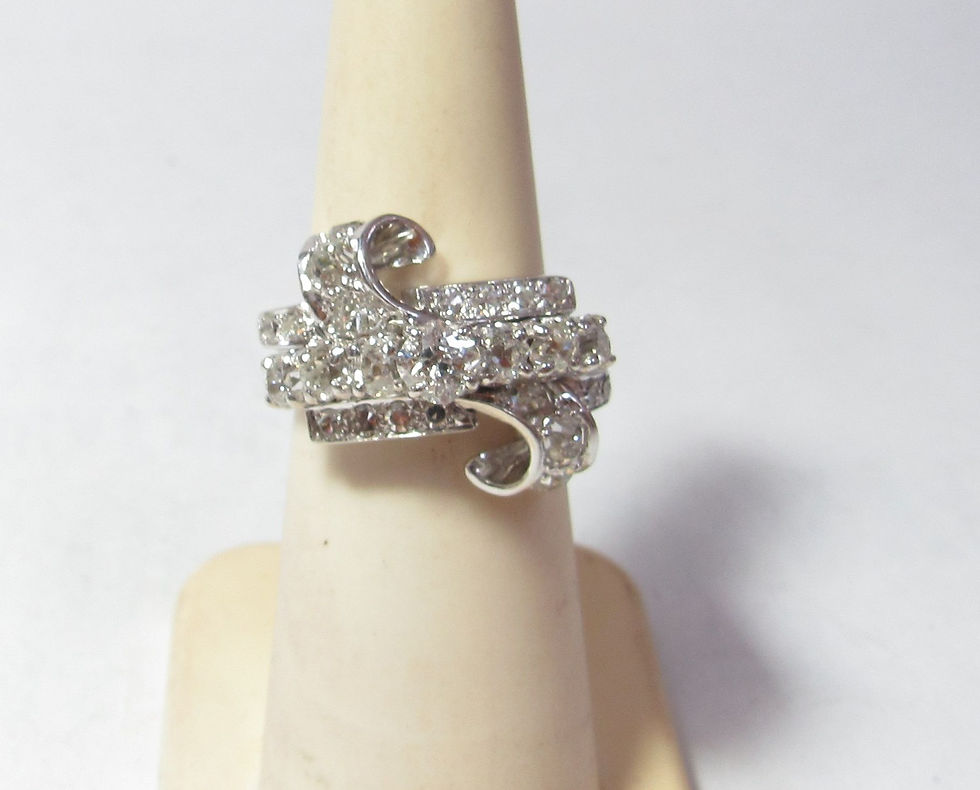 Art Deco 14k White Gold Ring with 1.75 CTS Total Weight of Natural Diamonds
