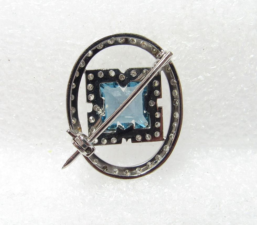 Thumbnail: 18K White Gold Brooch with London Blue Natural Topaz  Diamonds