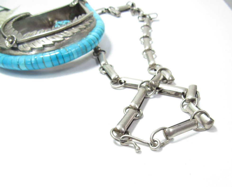 Thumbnail: Native American Sterling Silver Necklace W/ Large Silver Turquoise Claw Pendant