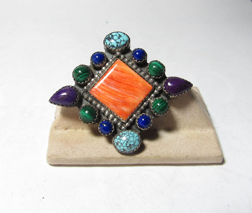 Southwestern Multi Natural Stone Colorful Brooch