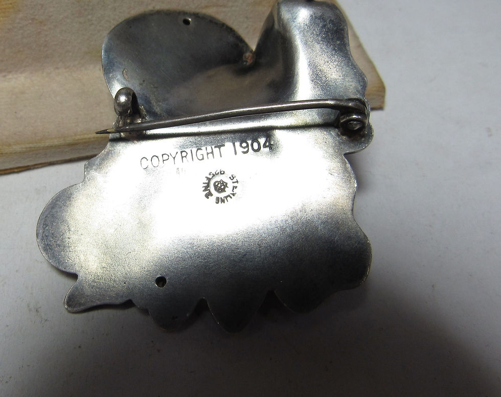 Thumbnail: Art Nouveau Antique Unger Brothers Brooch / Pin Sterling Silver Girl with Bonnet