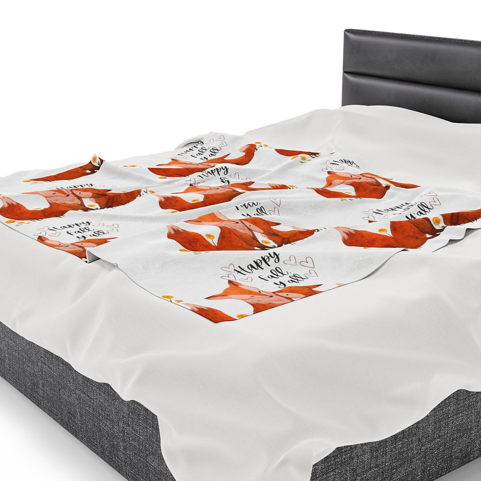 Thumbnail: Happy Fall Y'all Fox Velveteen Plush Blanket