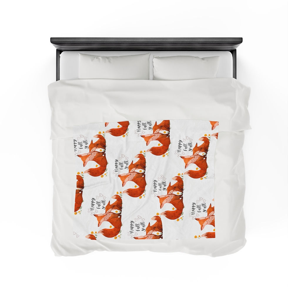 Thumbnail: Happy Fall Y'all Fox Velveteen Plush Blanket