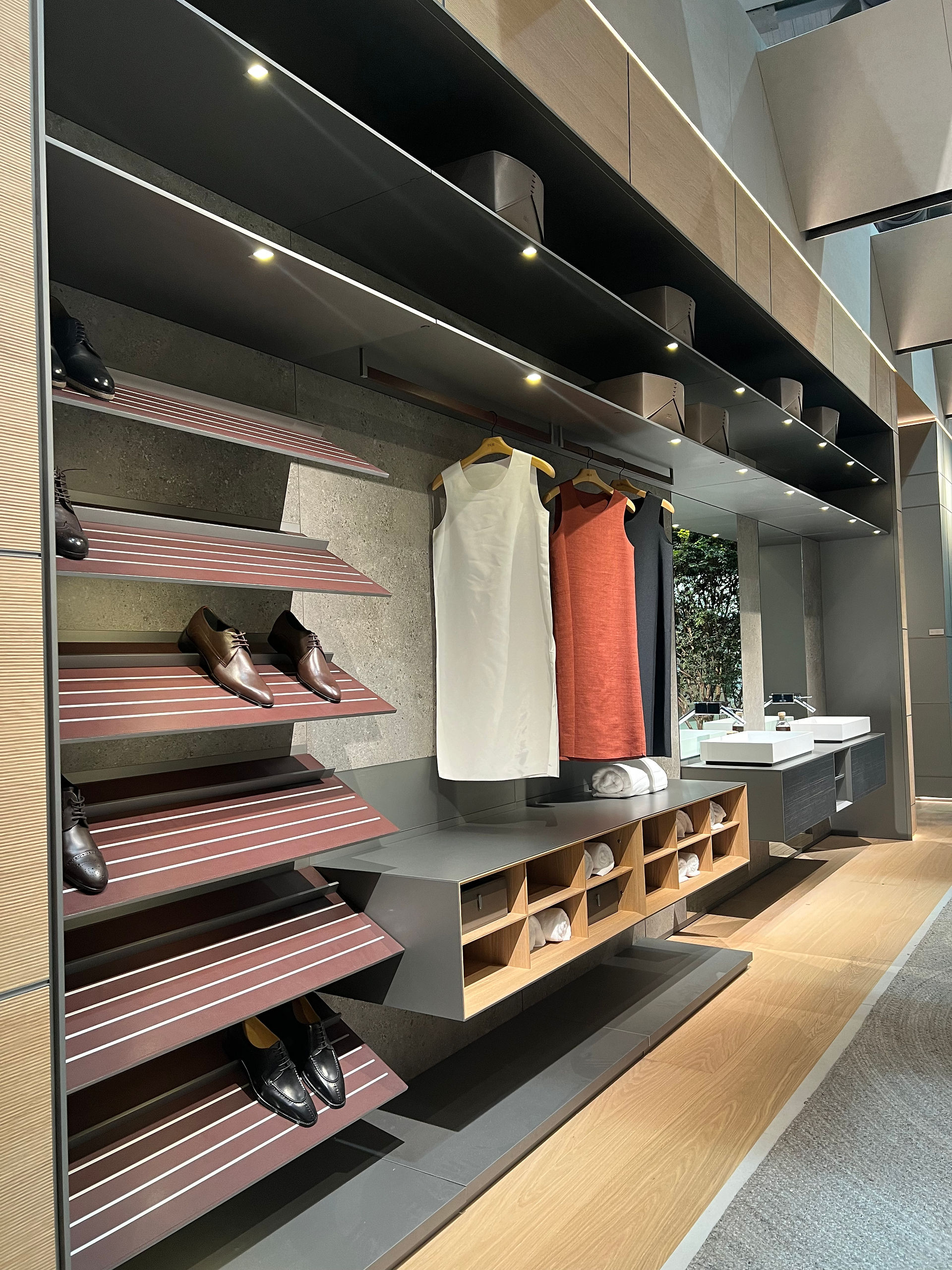 Luxury open walk in wardrobe