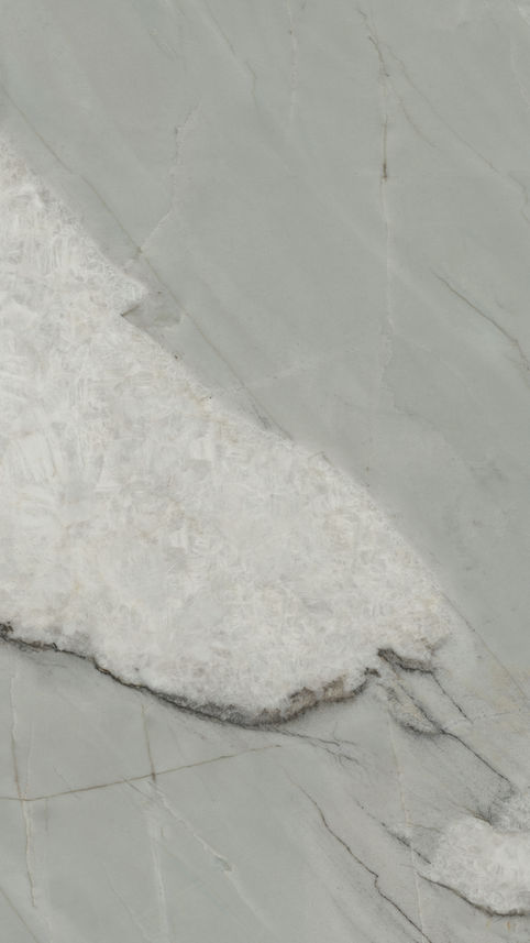 900x2600mm Macaubas Fantasy porcelain tile with a crystalline white texture, for a sleek look in NZ commercial spaces.