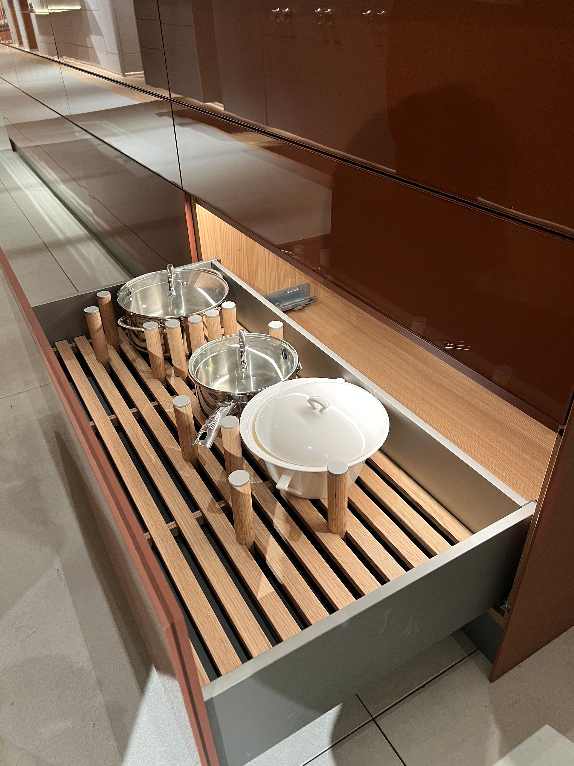 Glass front drawers with wood inner drawer