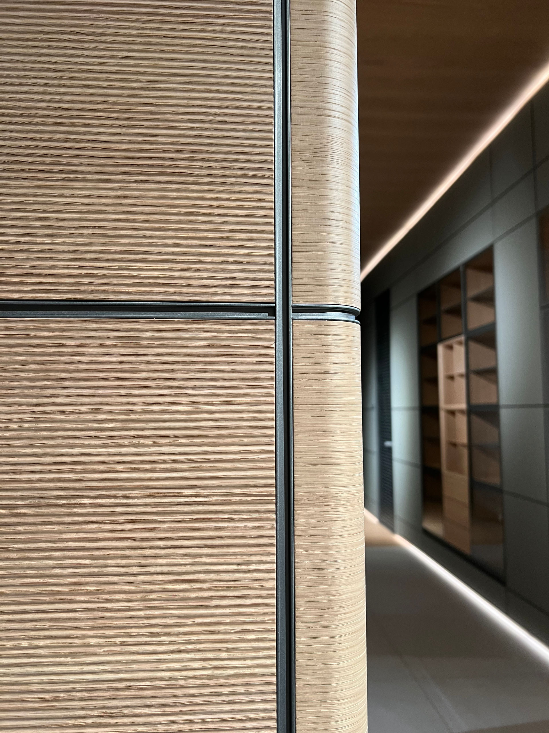 Luxury Wood Veneer Wall Panel with Aluminium Stripe
