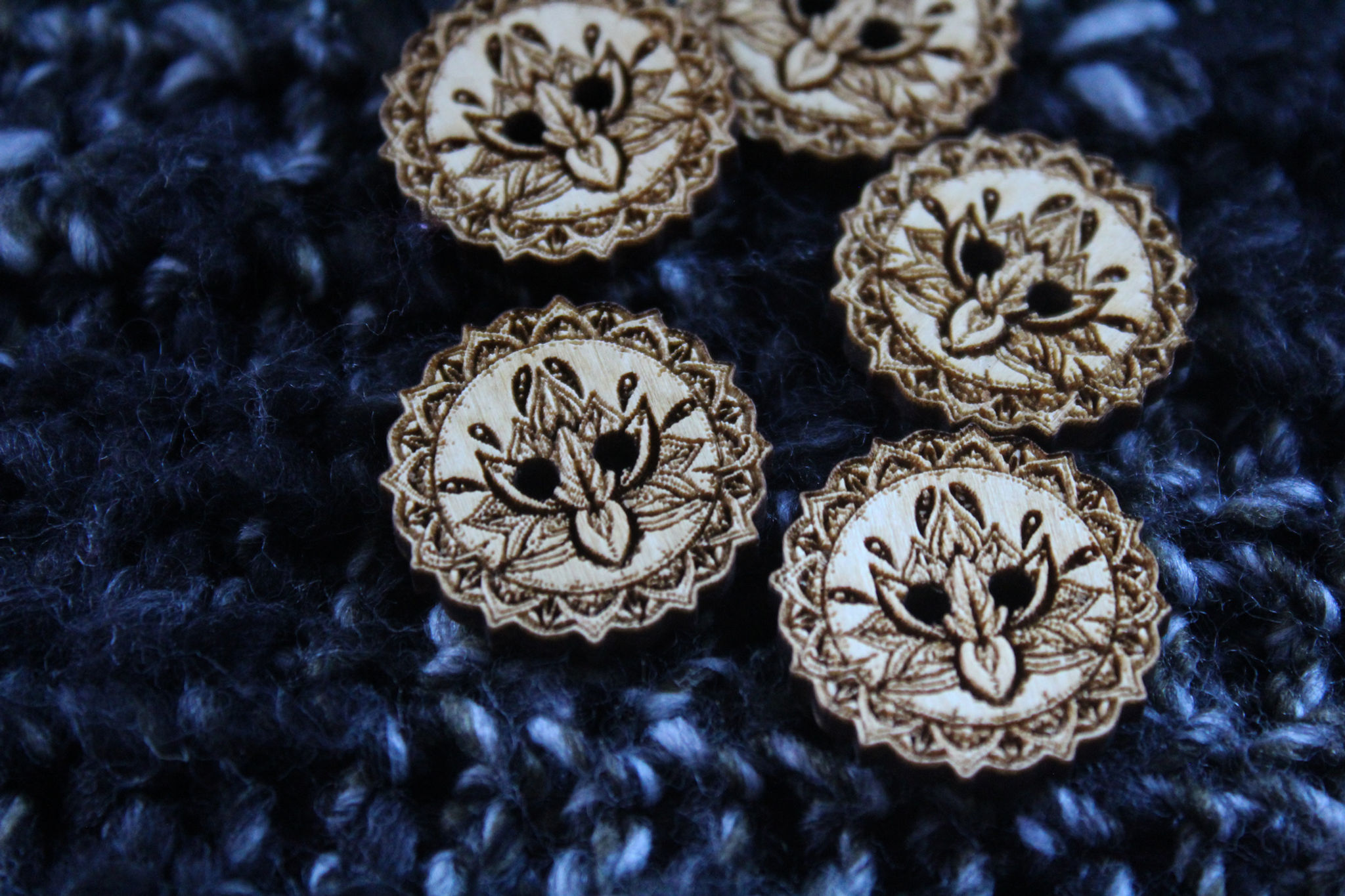 Lotus Flower Wooden Buttons