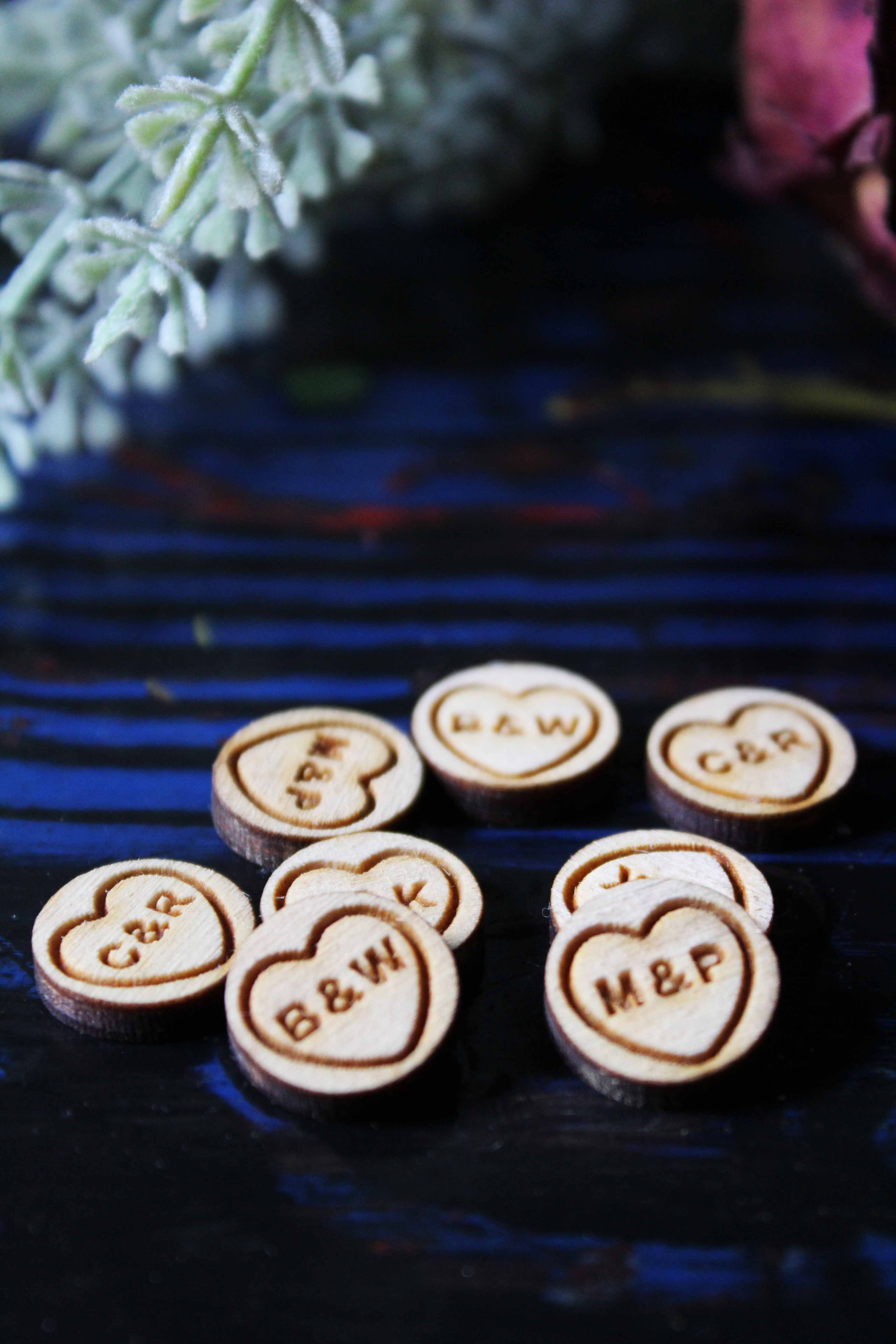 Wooden Personalised Love Heart Confetti