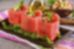 ★ Vasitos de sandia, con pepino y uvas.