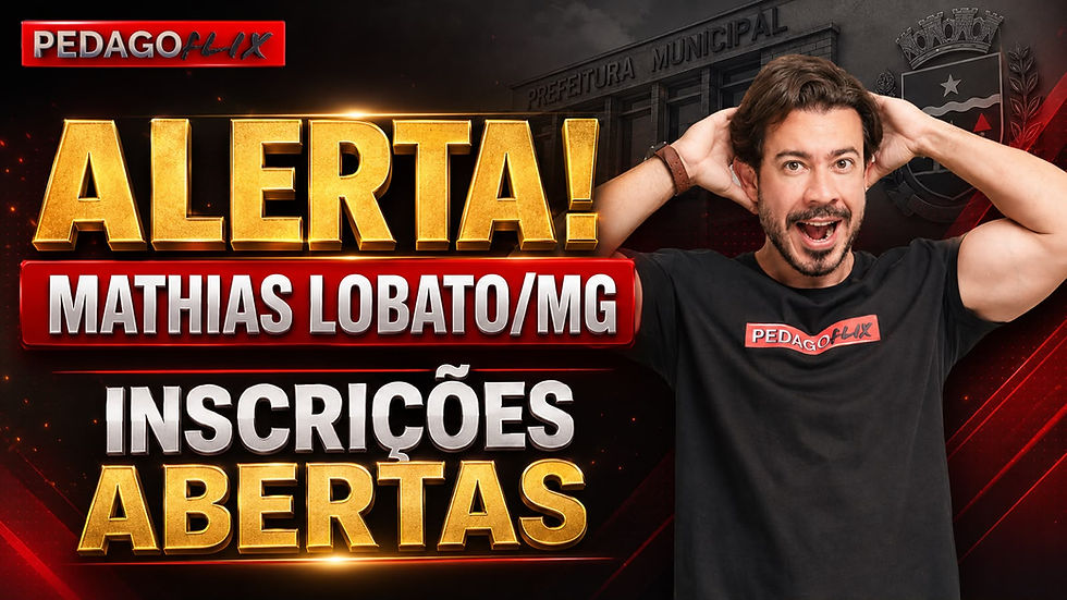 Curso preparatório para o Concurso Mathias Lobato MG 2026 na área da Educação, com conteúdos de Língua Portuguesa, Informática, Conhecimentos Didático-Pedagógicos, legislação educacional e preparação para a banca IDEAP.