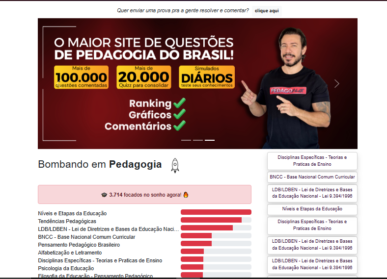 Pedagoflix Questões com mais de 100 mil questões comentadas para concursos da Educação, simulados online, quizzes rápidos e treinamento completo para aprovação.