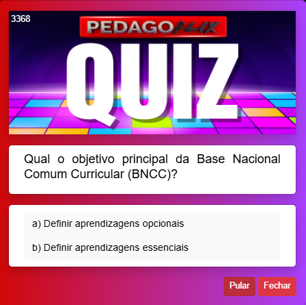 Quiz da Pedagoflix Questões com perguntas comentadas para concursos de educação, simulados online, treino prático e acompanhamento de desempenho para aprovação