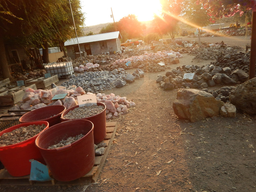 Figure 1: Bulk spillover stone in front of Richardson's Rock Ranch rock shop.