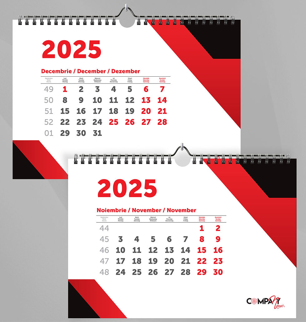 Miniatură: Calendar Fara Imagini Rosu si Negru - 67