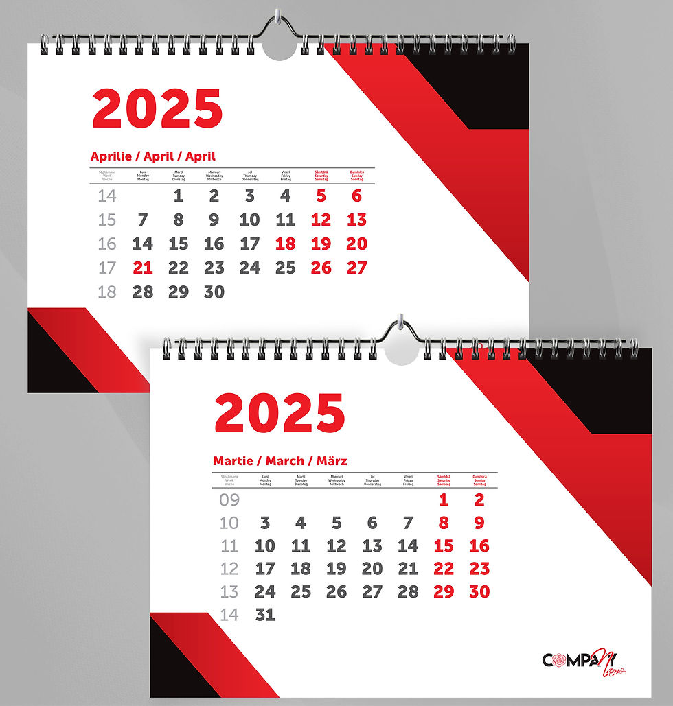 Miniatură: Calendar Fara Imagini Rosu si Negru - 67