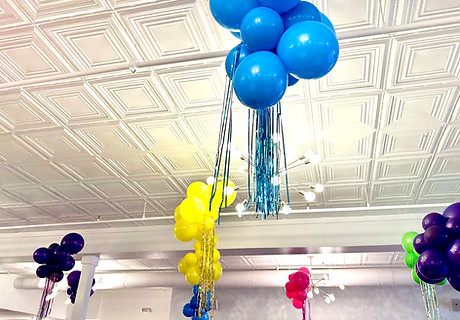 ceiling balloon decor for school event wheaton il