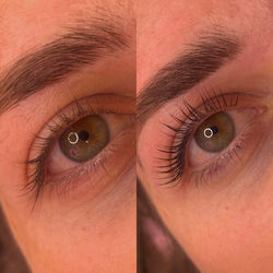 before and after lash lift & tint wanaka