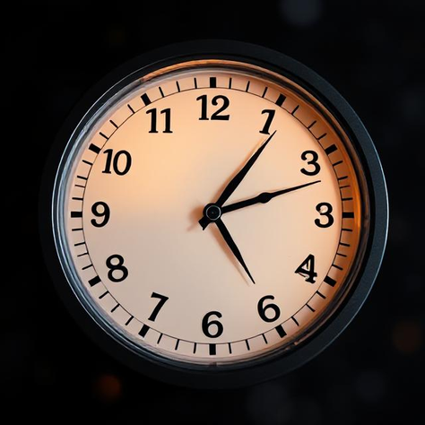 A round wall clock showing 10:10 on a white face with black numerals against a dark background. The mood is neutral and classic.  Circadian Rhythms