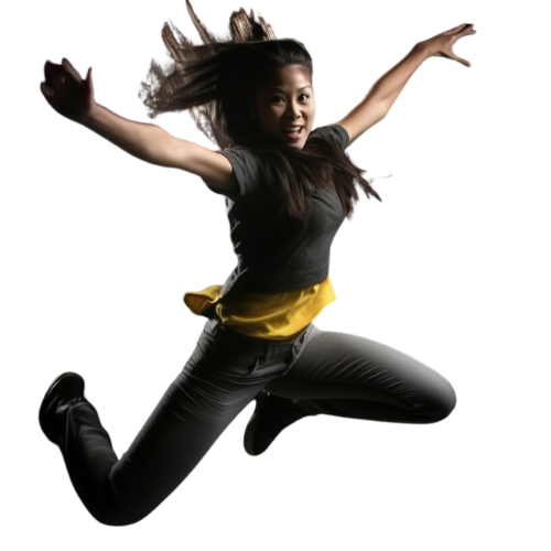 squat down with your hands touching the ground, then explosively jump forward, extending your arms and legs