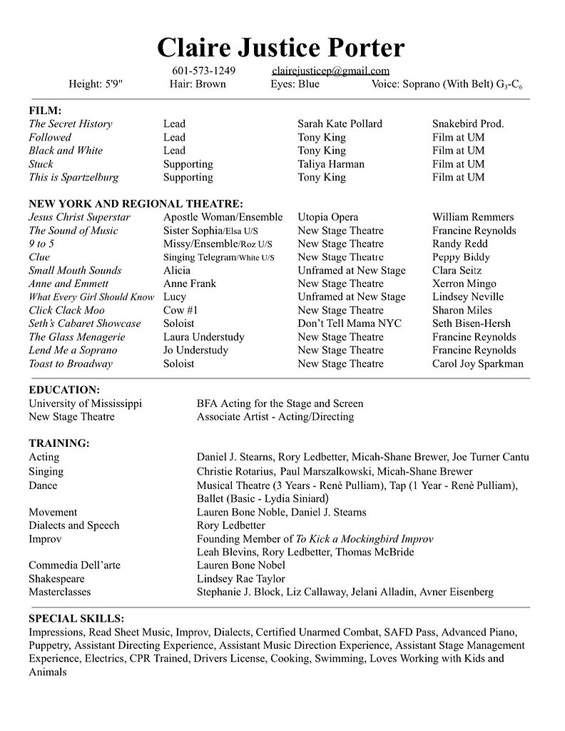 Stage Resume