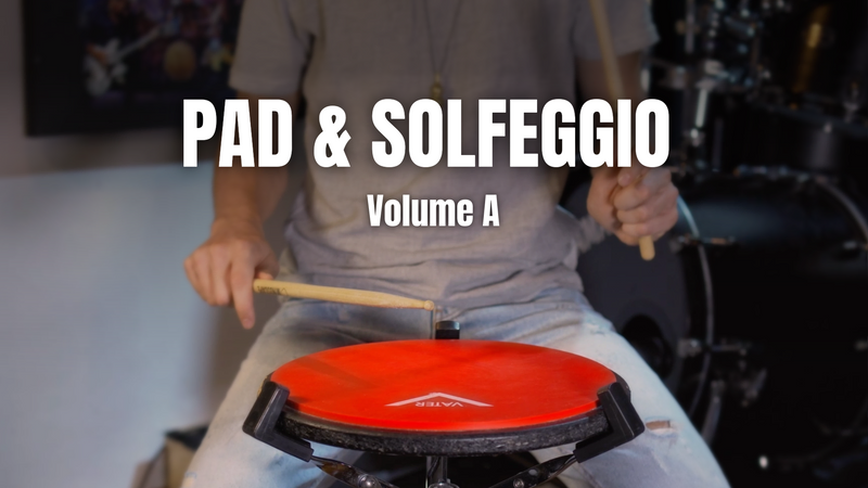 Batterista esegue un esercizio di solfeggio ritmico su pad, corso Pad & Solfeggio Volume A