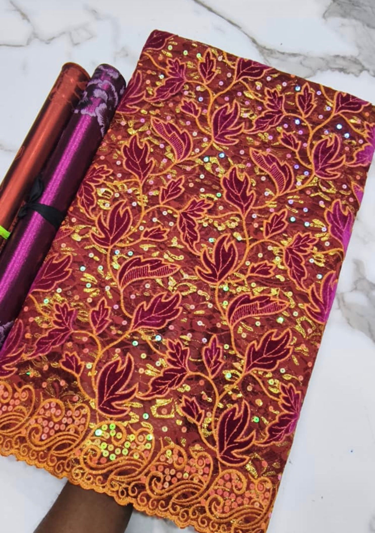 (6 Yards) Of Lace – Premium Embroidered Fabric