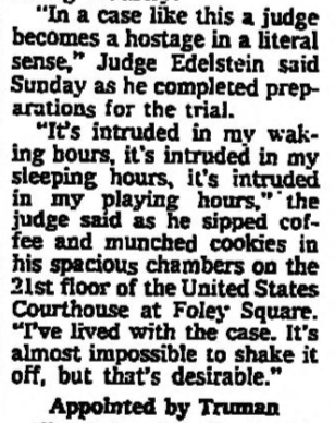 "Judge as a 'Hostage'", Tom Goldstein, The New York Times, May 20, 1975