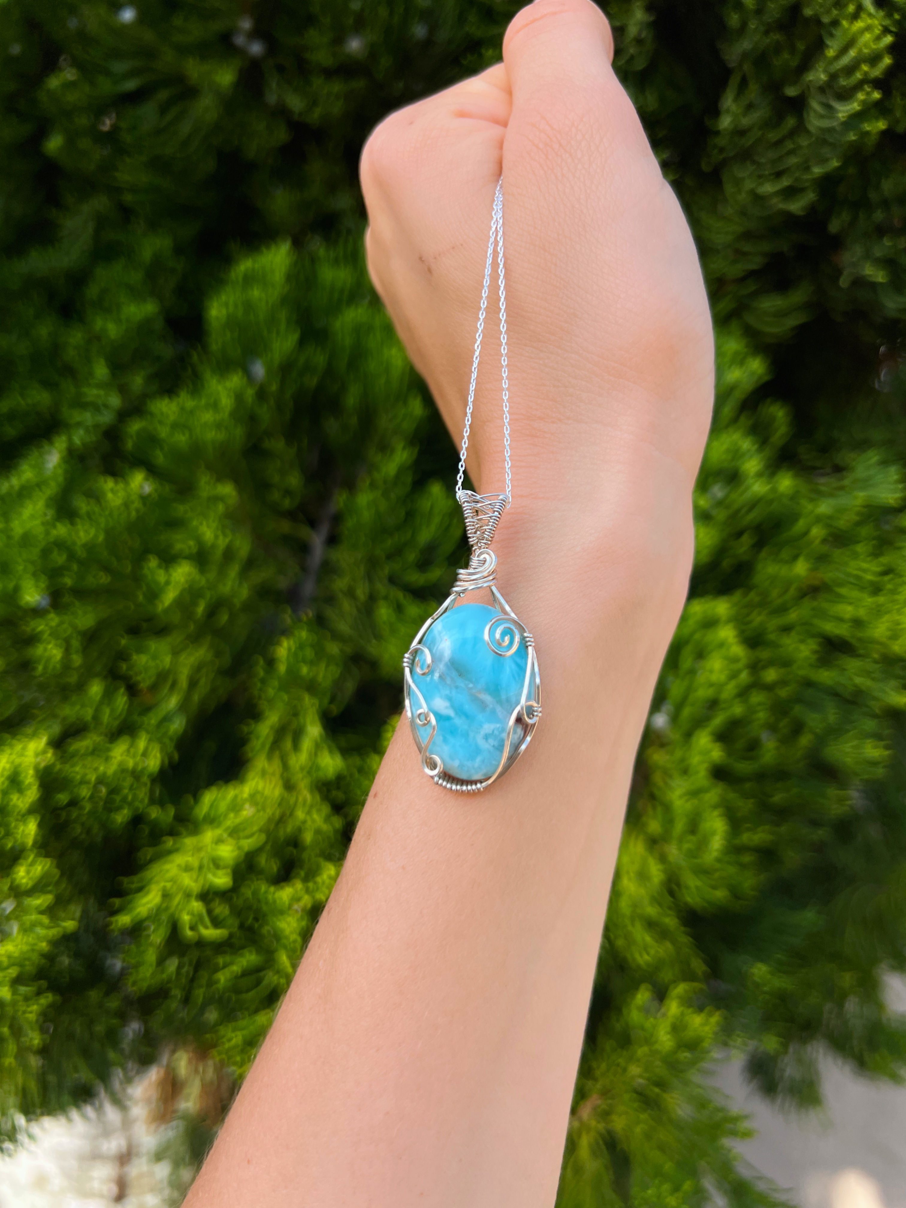 Larimar Silver Pendant