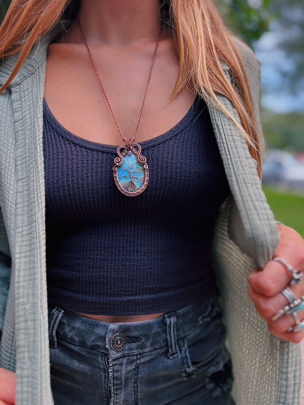 Thumbnail: Labradorite & Amethyst Copper Pendant 
