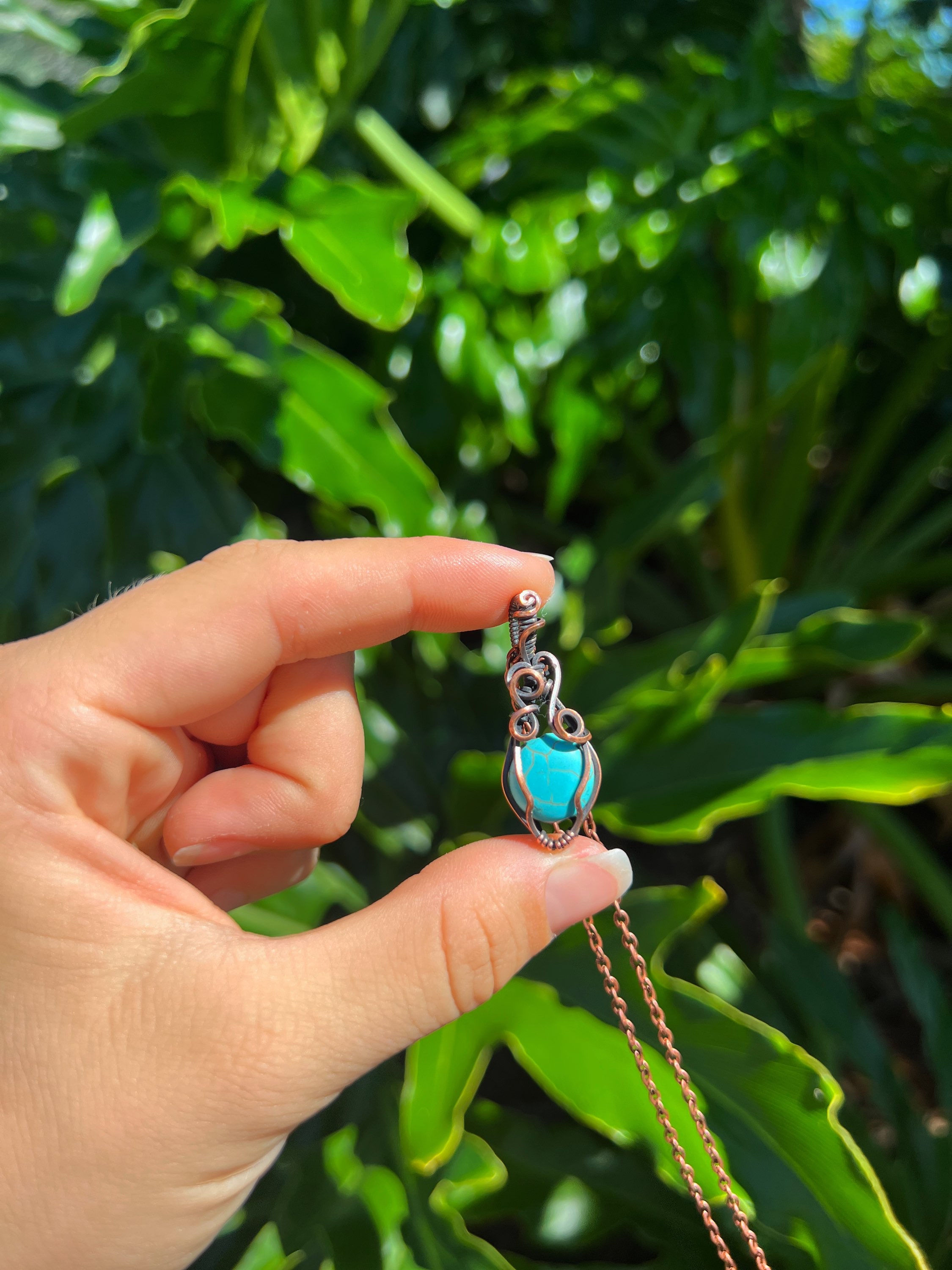Blue Howlite Copper Pendant
