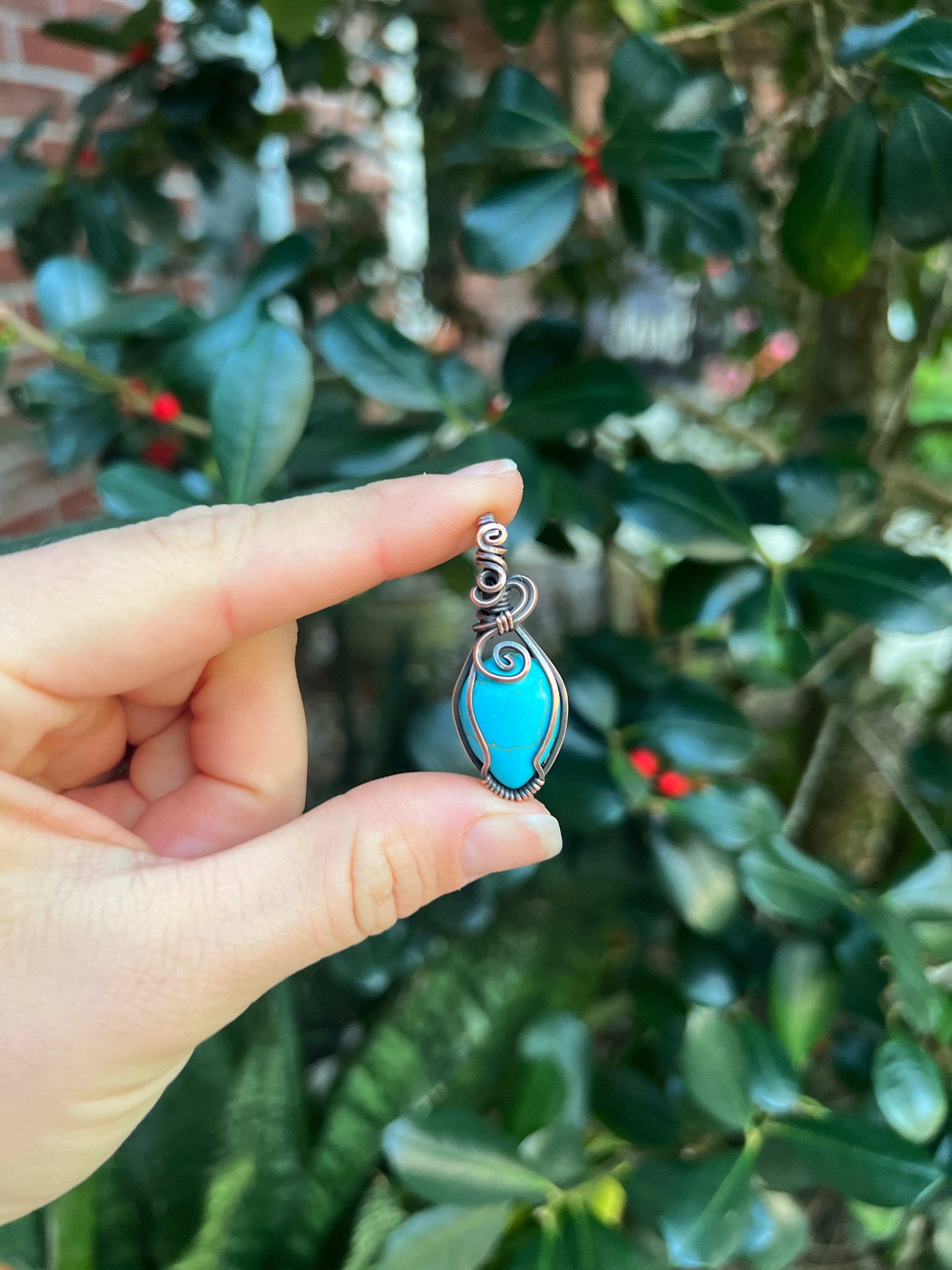 Blue Howlite Copper Pendant