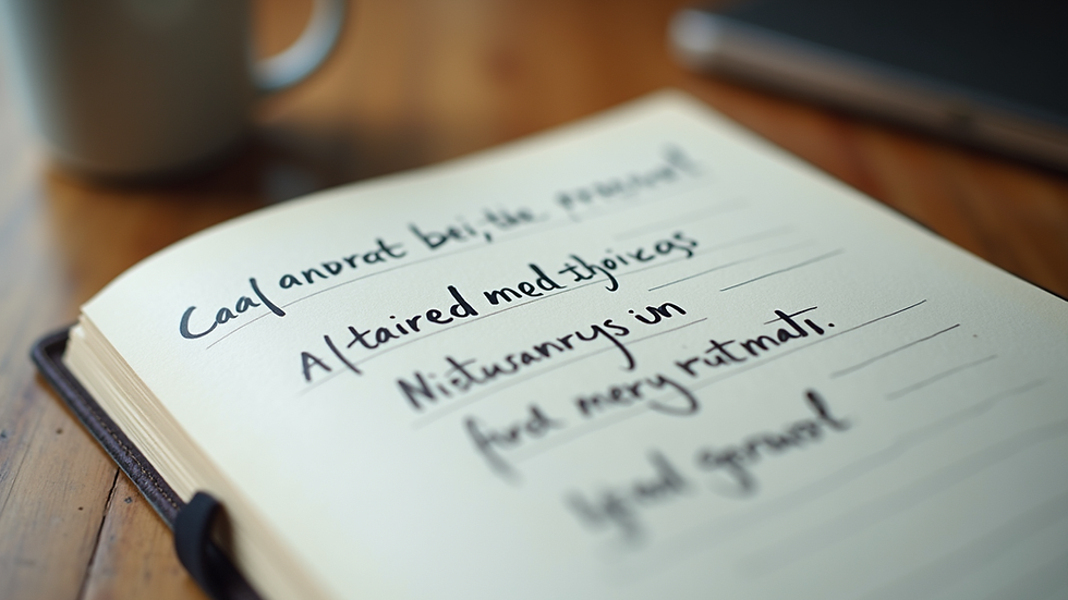 Close-up view of a journal with notes on self-awareness and personal growth