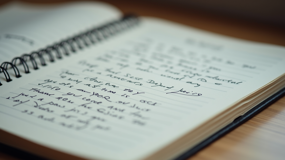 Close-up view of a notebook with handwritten reflections on social interactions