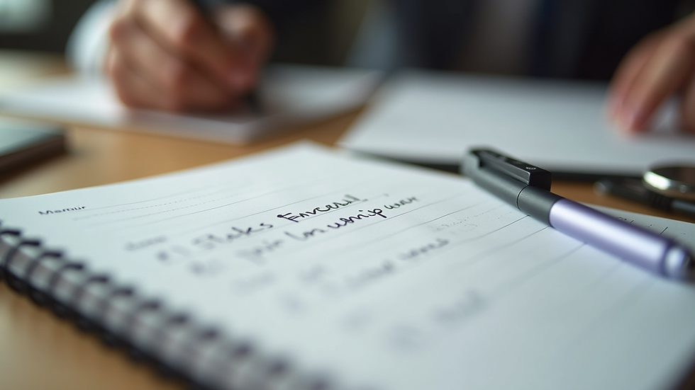 Close-up view of a notebook with personal development notes