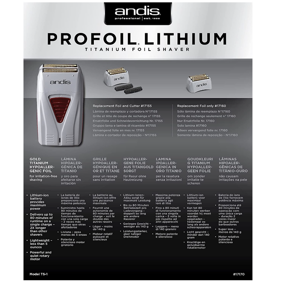 ANDIS SHAVER PROFOIL LITHIUM GREY - Electric Shaver