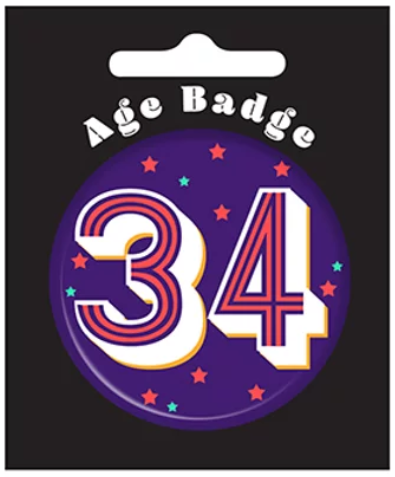 34th Birthday Badge (5.5cm)