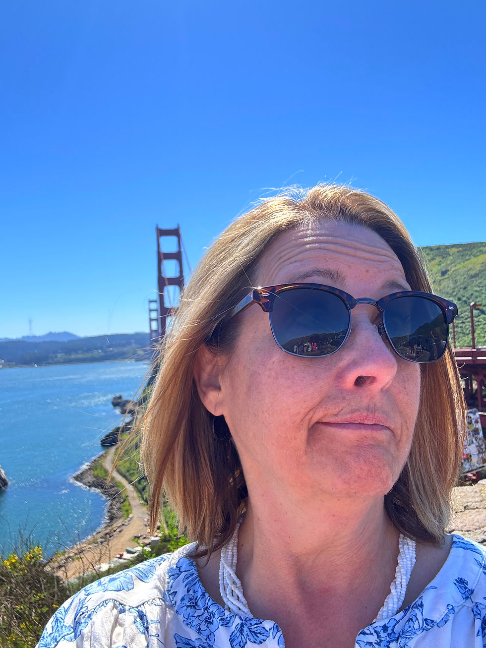 Me wearing sunglasses and standing in front of the Golden Gate Bridge