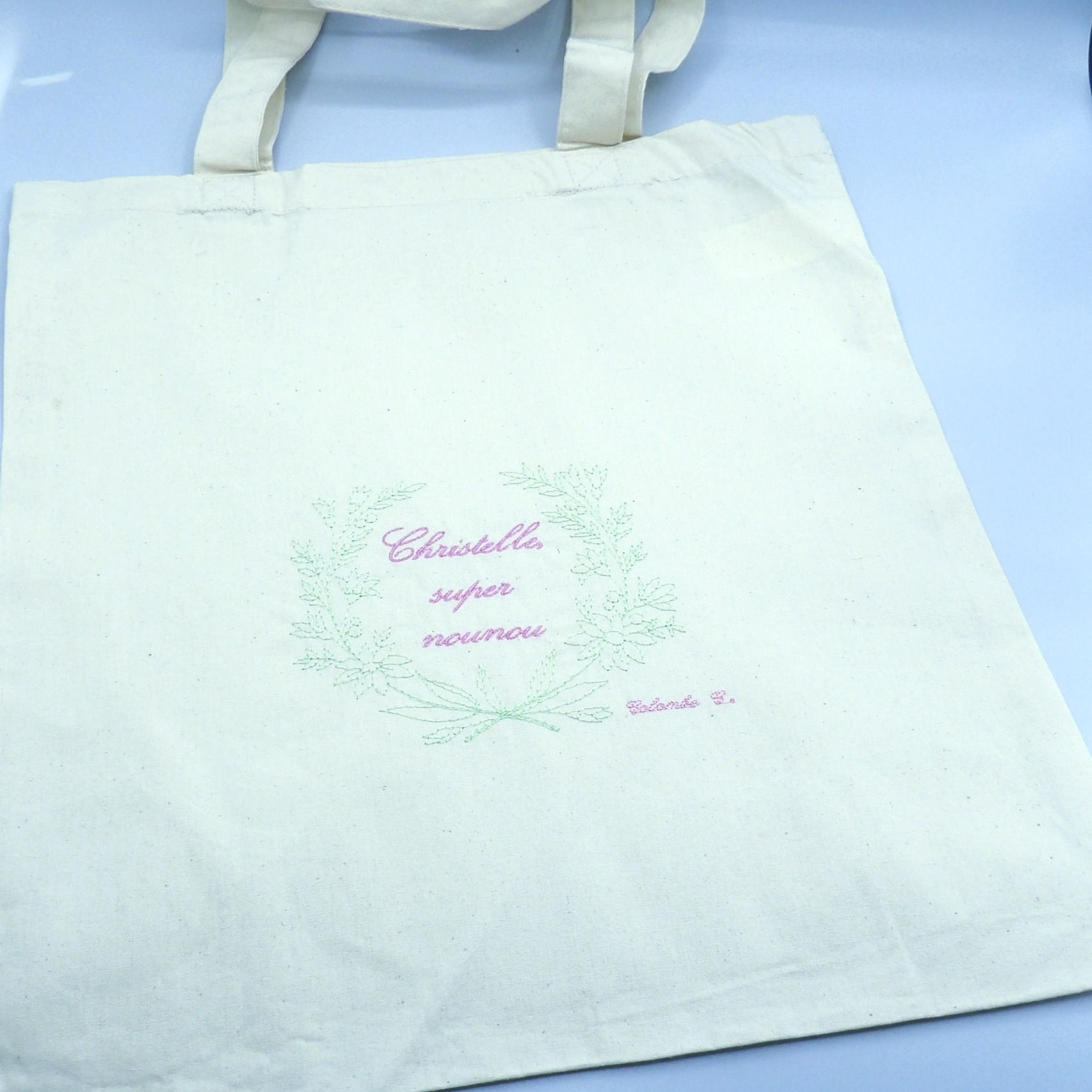 Tote Bag - super nounou et couronne de fleurs