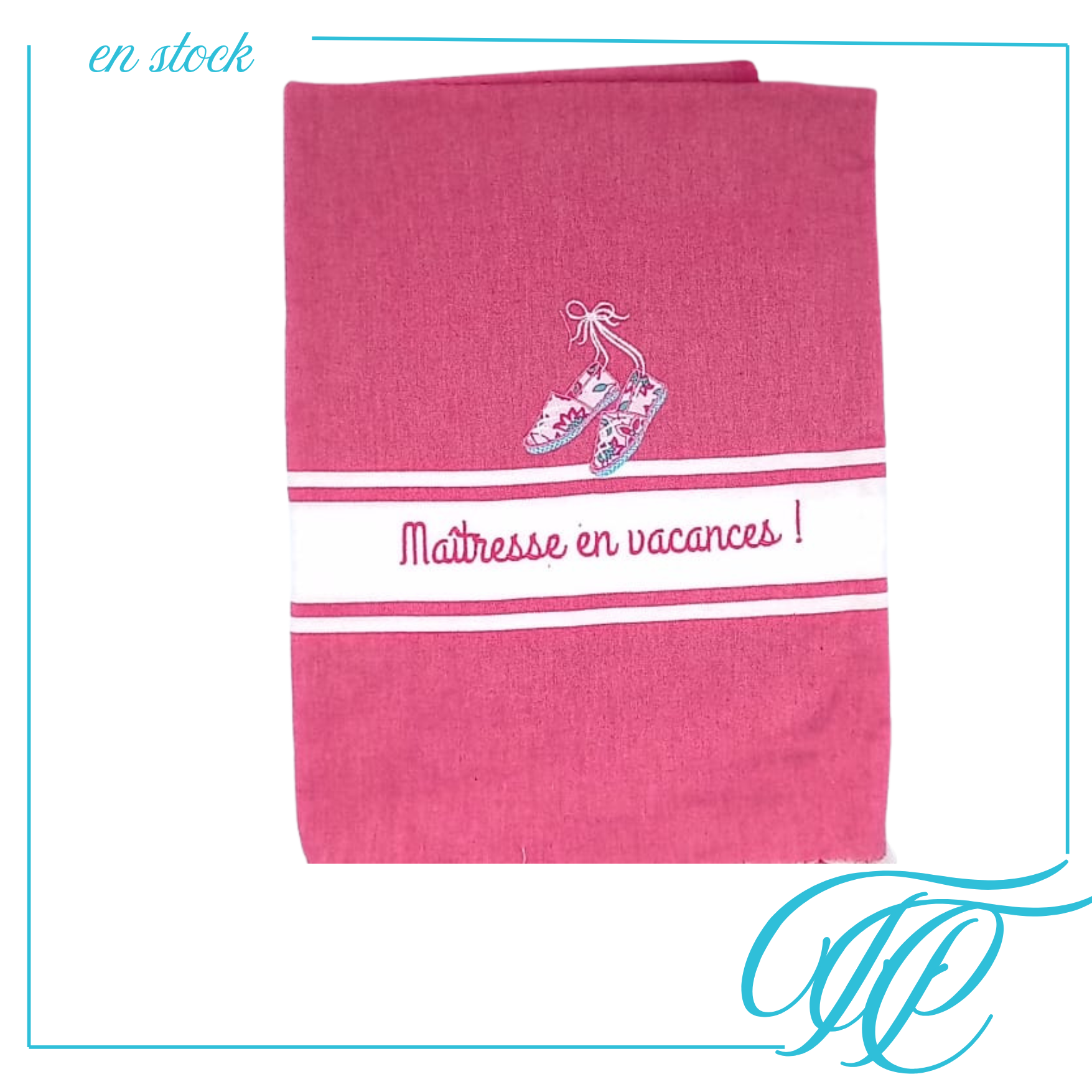 Fouta "Maîtresse en vacances" brodée