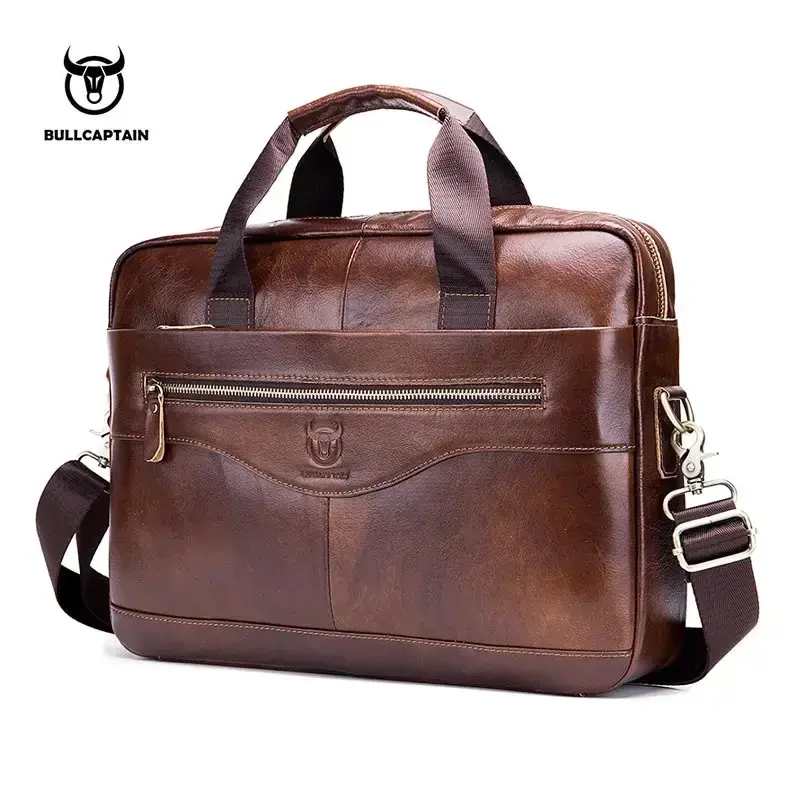 縮圖：BULLCAPTAIN New Cowhide Men's Business Briefcase/Leather Retro Men's Messenger