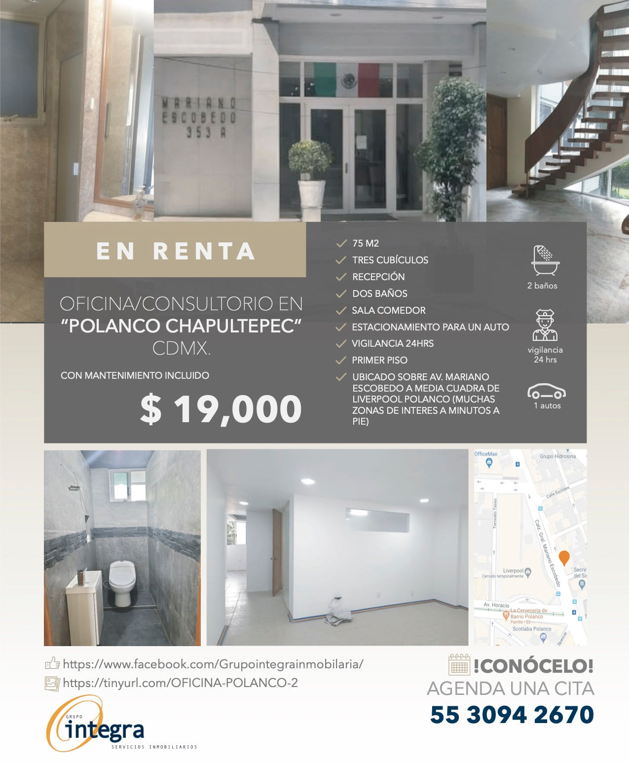 OFICINA/CONSULTORIO EN “POLANCO CHAPULTEPEC” CDMX.