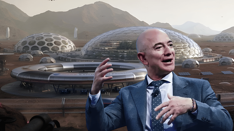 Jeff Bezos presenting his vision of millions living in space.