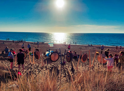 A soundbath event on a beach in north norfolk
