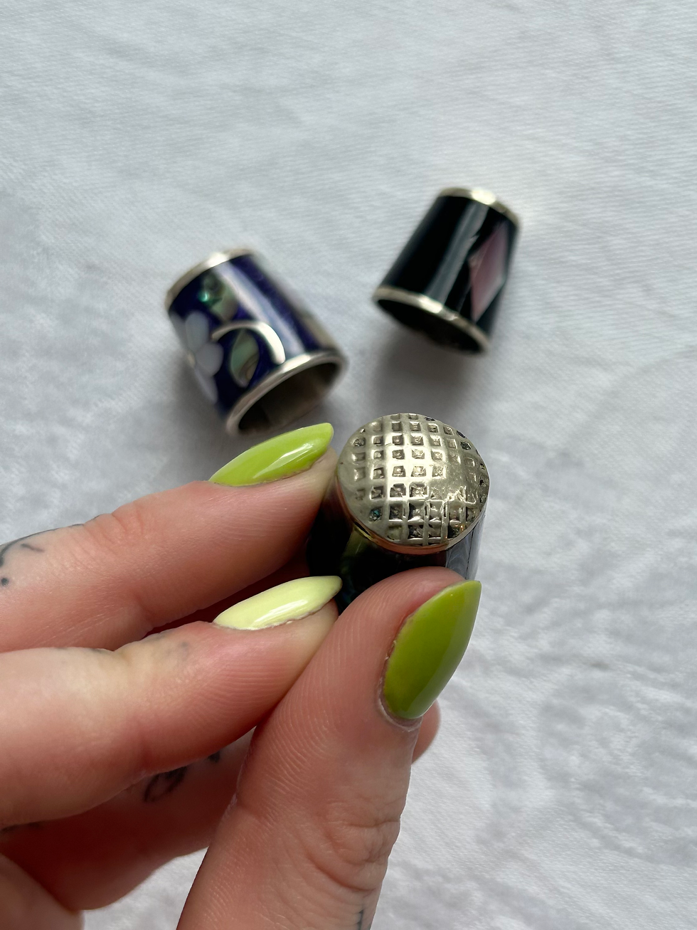 Thumbnail: Mother of Pearl Silver Thimbles